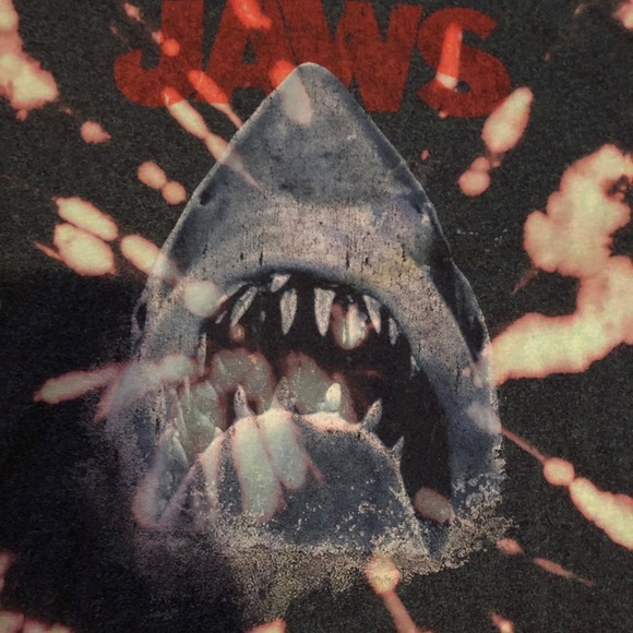 Jaws Custom Bleach Tie Dye Heather Blue Tee Large - Picture 2 of 3